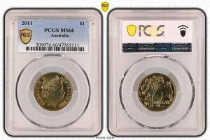 �I�[�X�g�����A 2011�N Mob of Roos 1�h���d�� PCGS MS66 #3111
