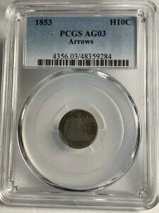 1853�N �n�[�t�_�C�� �A���[�Y PCGS AG03! 48359284