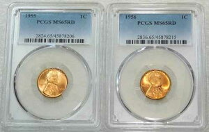 1955�N�A1956�N�����J�[���E�E�B�[�g�E�Z���g PCGS MS65RD �u���C�g �V�i�z���_�[���� 2���Z�b�g L279
