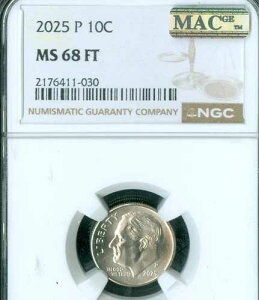 2025 P ���[�Y�x���g �_�C�� NGC MS68 FT MAC �X�|�b�g���X�B