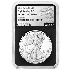 2021-W $1 1�I���X T-2 �v���[�t �A�����J�� �V���o�[ �C�[�O�� NGC PF70UC ALS ���x�� ���g���R�A