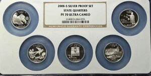 2008-S �V���o�[ �v���[�t 5 ���g�X�e�[�g �N�H�[�^�[ �Z�b�g NGC PF70 �E���g�� �J���I �}���` �z���_�[!