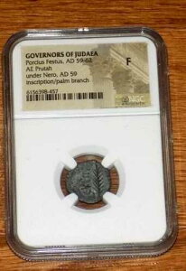 NGC F ���_������ AE Prutah Porcius Festus Nero AD 59-62 ��������̃R�C��