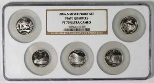 2006-S �V���o�[ �v���[�t 5���Z�b�g NGC PF70 �E���g���J���I 1C 5C 10C 50C $1