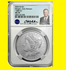 2023年 フィジー 1880-CC モルガン・ダラー NGC MS 70 アーリーリリース デビッド・ライダー直筆サイン入り