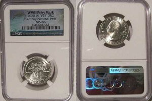 2020�N W�\���g�x�C�������� �N�H�[�^�[ 25�Z���g NGC MS 66 �v���C�x�[�g�}�[�N V75