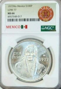1977�N ���L�V�R �V���o�[ 100�y�\ S100P LOW 77 �o���G�e�B NGC MS 66 PQ ���X�^�[ �W�F�� BU