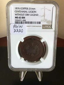 1876�N Abler 2220�A�Z���e�j�A��������A�Z���e�j�A���R�c�A�\�ʍ���Ȃ��ANGC MS-63BN