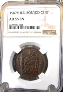 BR.N.BORNEO 1907H CENT NGC AU 55 BN ��