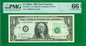 $1 1963-A 1 L/A �u���b�N (w) �T���t�����V�X�R �W�F�� ������ EPQ 66