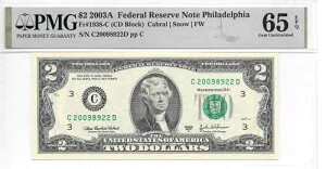 2003A �t�B���f���t�B�A $2 FRN ���荢�� CD �u���b�N PMG 65 EPQ �W�F�� Unc �V�[�g�m�[�g