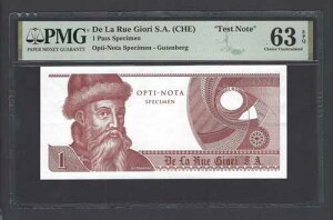De La Rue (CHE)�A�����p�X�AOpti-Nota �W�{�A�u�e�X�g�m�[�g�vUNC Grade 63