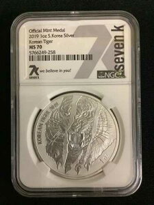 2019�N �؍� ��� �؍��^�C�K�[ NGC MS70 7K ���x�� .999 �V���o�[