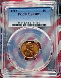 1955�N�� �����J�[�� �E�B�[�g�y�j�[ ���ʌ��� PCGS MS65RD #RE709-4