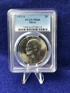 1971-S �A�C�[���n���[ �V���o�[ 1�h�� *PCGS MS66 �W�F�� ������*