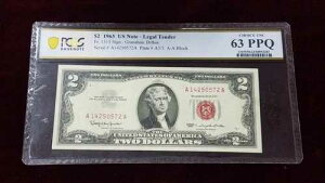 FR. 1513 1963 2�h�� �A�����J���O���@��ʉ� PCGS Ch. UNC 63PPQ