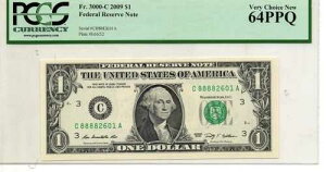 2009�N 1�h���A�M������s�� PCGS 64PPQ Fr 3000-C �ԍ� 8888