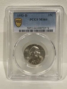 1953-D ���V���g�� �N�H�[�^�[ 25�Z���g PCGS MS64 �S�[���h�V�[���h 70574 �V���o�[