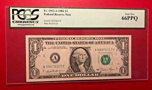 FR. 1911-A 1981�N 1�h�� �A�M������s�� PCGS �ʉ� ��� �V�i 66PPQ