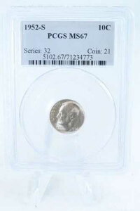 1952-S PCGS MS67 ���[�Y�x���g �_�C�� �r�W�l�X �X�g���C�N 10�Z���g