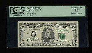 DBR 1993 $5 FRN �j���[���[�N Fr. 1982-B PCGS 45 �V���A�� B48409566A