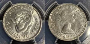 1962 m �V�����O 1/- �I�[�X�g�����A PCGS MS64 GEM UNC #2867