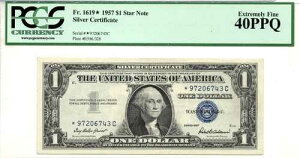 1957�N �A�����J���O�� 1�h����ݏؖ��� �X�^�[�m�[�g - *97206743C - PCGS XF-40 PPQ