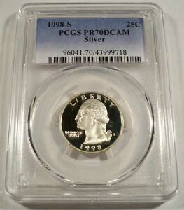 1998-S 25�Z���g �V���o�[ PCGS PR70DCAM ���V���g�� �N�H�[�^�[ �f�B�[�v�J���I PR 70 DC