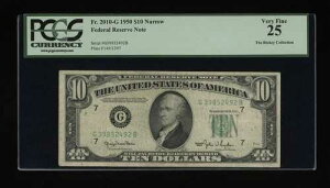 DBR 1950 $10 FRN NARROW �V�J�S Fr. 2010-Gn PCGS 25 �V���A�� G39852492B