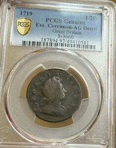 1719�N �C�M���X 1/2�y�j�[ 1/2D PCGS AG �ڍ� S-3660