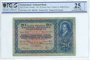 20 �t���� 1951 �X�C�X PCGS VF-25 Det Pick 39s �X�C�X �V�����@�C�c�@�[���b�V�� �t�����P��