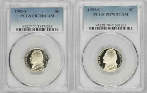 1992-S & 1993-S �v���[�t �W�F�t�@�[�\�� �j�b�P�� PCGS PR70DCAM �R�C�� 2���Z�b�g - ?COINGIANTS?