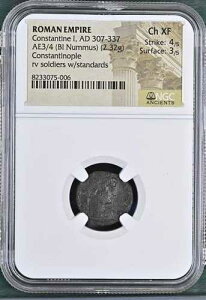 ���[�}�鍑 AD 307-337 AE3/4 (BI Nummus) �R���X�^���e�B�k�X 1 �� NGC Ch XF