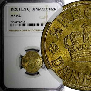 �f���}�[�N �N���X�`����10�� 1926 HCN GJ 1/2�N���[�l NGC MS64 �L�[�f�[�g KM831.1 (010)