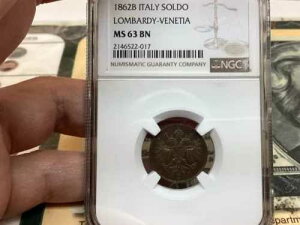 �C�^���A 1862�N �����o���f�B�A ���F�l�c�B�A 1 �\���h NGC Ms63 BN