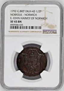 1792�N �C�M���X 1/2�y�j�[ �m�[�t�H�[�N �m���b�W DH# 43 �� NGC XF 45 BN