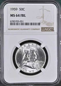 :1959-P 50�Z���g �t�����N���� �n�[�t�_���[ �Z���N�g NGC MS64 FBL �t���x�����C�� �u���X�g�z���C�g