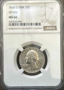 1968-D ���V���g�� �N�H�[�^�[ - NGC �O���[�h MS66 - �_�u���_�C ���o�[�X (DDR VP-002)