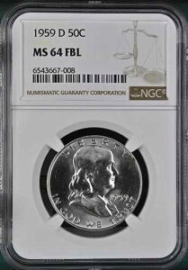 :1959-D 50�Z���g �t�����N���� �n�[�t�_���[ �Z���N�g NGC MS64 FBL �t���x�����C�� �u���X�g�z���C�g