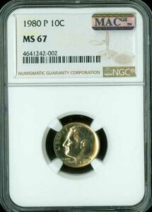 1980�N P ���[�Y�x���g �_�C�� NGC MS67 PQ 2ND �ō������A MAC �X�|�b�g���X *