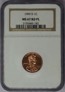1999-D 1c �����J�[���L�O�Z���g - NGC MS 67 RD PL