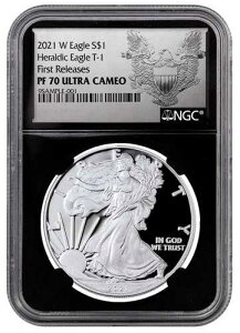 2021 W $1 �V���o�[ �v���[�t �A�����J���C�[�O�� 1�I���X T-1 NGC PF70 UC FR �u���b�N�R�A �w�����h