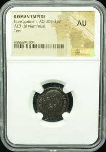 ���[�}�鍑 �R���X�^���e�B�k�X 1 ���AAD 307-337 AE 3 (Bi Nummus) NGC AU Trier #I503