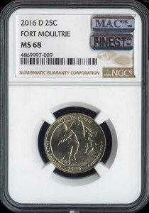 2016 D FORT MOULTRIE �N�H�[�^�[ NGC MS68 MAC �ō����O���[�h & �X�|�b�g���X�B