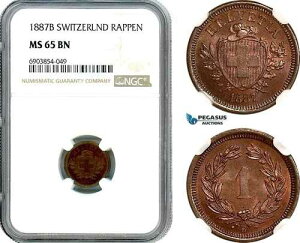 AK277�A�X�C�X�A1 Rappen 1900 B�A�x�����~���g�ANGC MS65BN