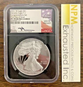 2021-W �A�����J�� �V���o�[ �w�����f�B�b�N �C�[�O�� T-1 FDI �j�IS$1 NGC PF 70 �E���g���J���I