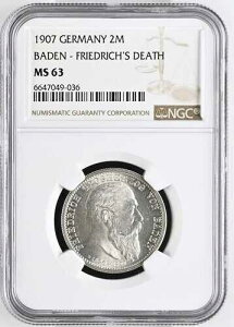 J 36 2 �}�[�N�E�o�[�f���E�t���[�h���q1�� 1907�N NGC MS 63 KM063-