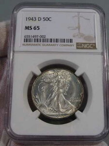 BU GEM 1943-d �E�H�[�L���O�E���o�e�B �n�[�t�_���[ NGC MS65 �g�[�� #49