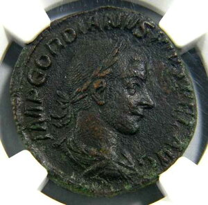 ���[�} �R�C�� �S���f�B�A�k�X 3 ��/���� AD 238-244 ? Sestertius NGC �ɍ�