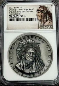 2023 ONC PAPA 2�I���X �V���o�[ $2 ������������ MS70 NGC �I�O�����E���R�^�E�X�[��